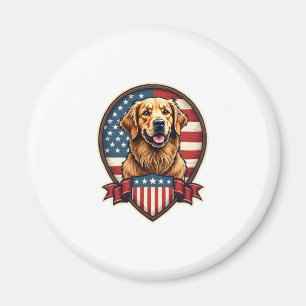 Imã Camiseta de Cachorro Vintage Orgulho EUA Retriever