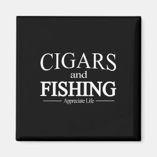 Imã Camiseta de charutos e pesca para fumantes de char