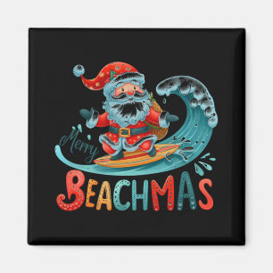Imã Camiseta de Design Retro de Surfista Papai Noel Fe