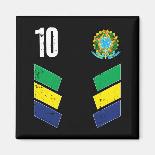 Imã Camiseta de Fã de Futebol Número 10 Bandeira do Br