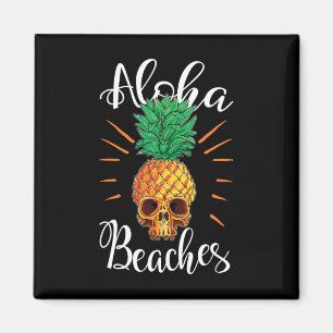 Imã Camiseta de Férias da Caveira do Abacaxi das Praia
