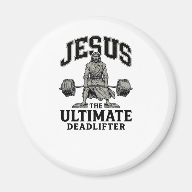 Imã Camiseta de ginásio vintage Jesus Ultimate Deadlif (Frente)