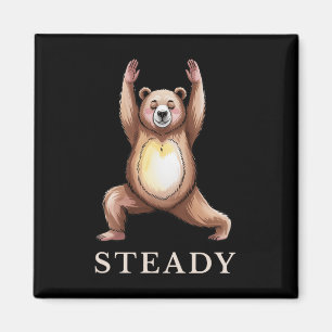 Imã Camiseta de Ioga Urso Firme Calmo Lance Fofo Iogue