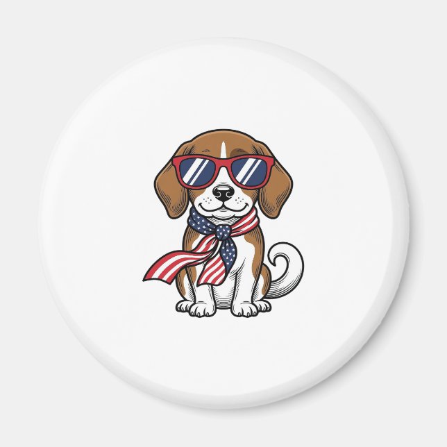 Imã Camiseta de Óculos de Sol de Cachorro Beagle Patri (Frente)