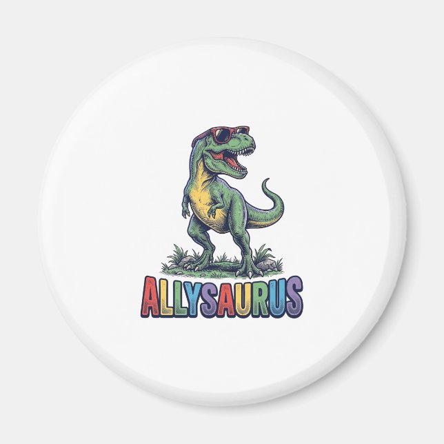 Imã Camiseta de óculos de sol de dinossauro Allysaurus (Frente)