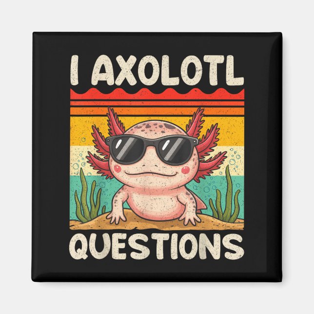 Imã Camiseta de Perguntas do Axolote Presentes Diverti (Frente)