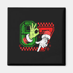 Imã Camiseta de Sinal de Mão de Natal Six Seven 6 7 –