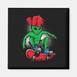 Imã Camiseta de Skate Alien Crente de Ovni Skateboardi