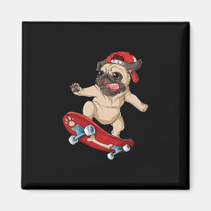Imã Camiseta De Skate Pug Cachorro Cachorrinho Skater 
