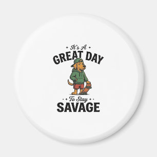 Imã Camiseta Desenho Gravura Vintage Savage Dog_1