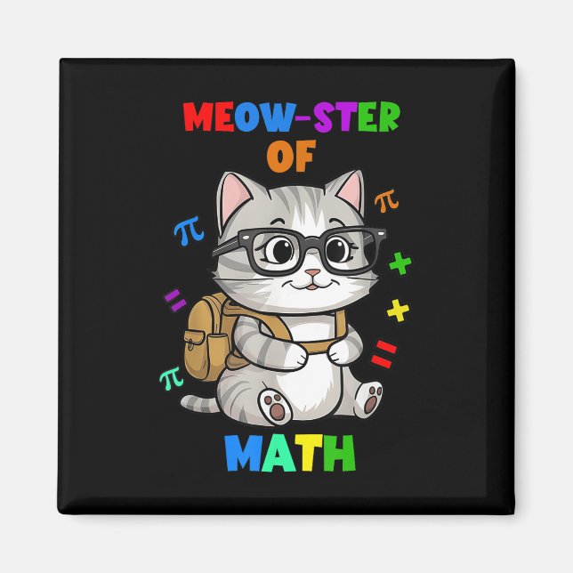 Imã Camiseta Divertida de Gato de Matemática – Mestre  (Frente)