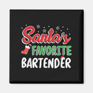 Imã Camiseta do Bartender Favorito do Papai Noel Festa