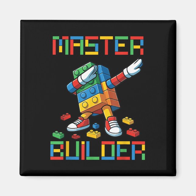 Imã Camiseta do Construtor Mestre Blocos Tijolos Const (Frente)