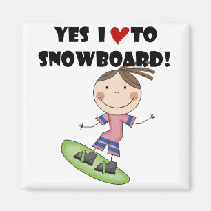 Imã Camiseta e presentes da menina da snowboarding