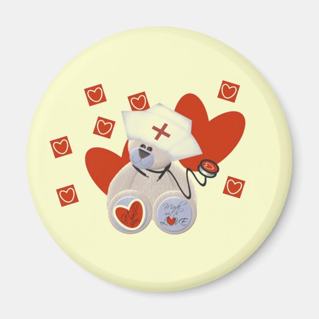 Imã Camiseta e presentes do amor da enfermeira do urso (Frente)