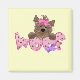 Imã Camiseta e presentes do rosa do cão do Woof