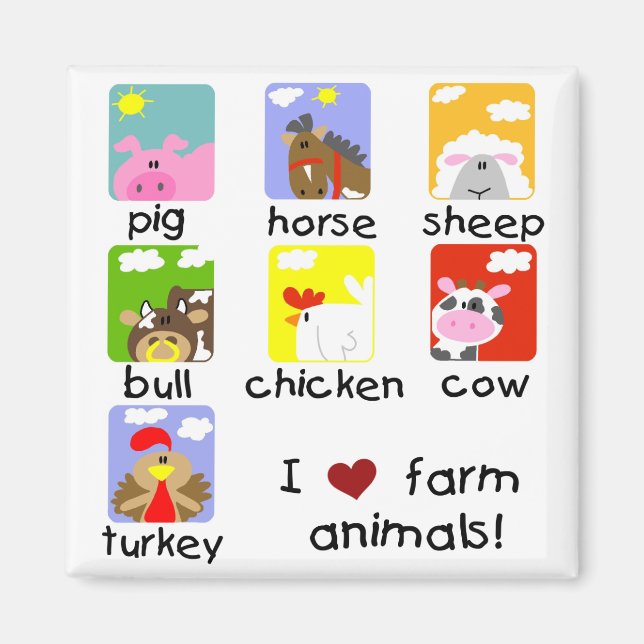 Imã Camiseta e presentes dos animais de fazenda (Frente)