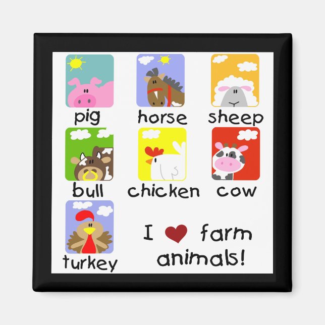 Imã Camiseta e presentes dos animais de fazenda (Frente)