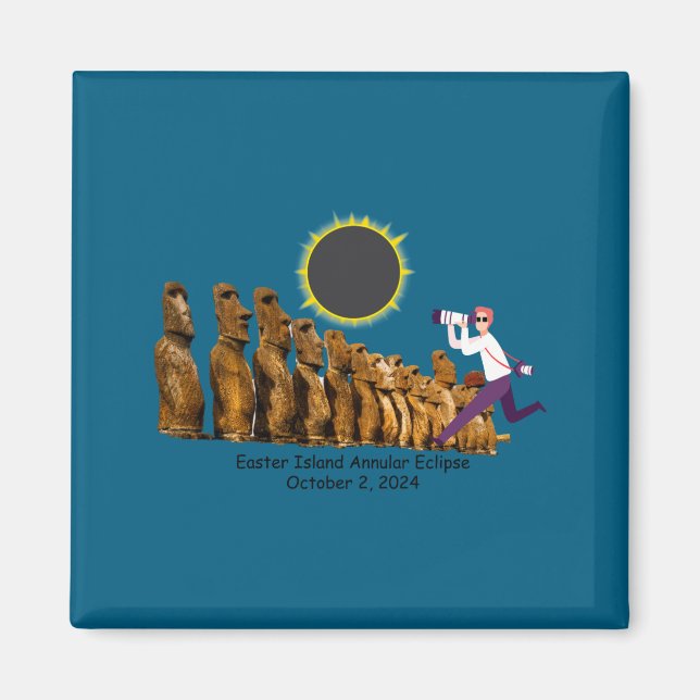 Imã camiseta eclipse anelar da ilha de páscoa  (Frente)