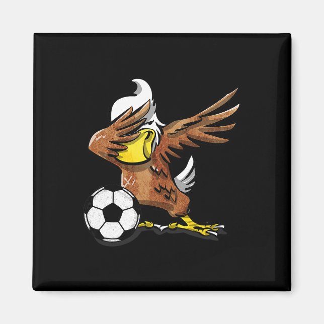 Imã Camiseta engraçada de futebol com águia Dabbing Ca (Frente)