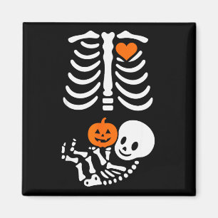 Imã Camiseta engraçada de Halloween de esqueleto grávi