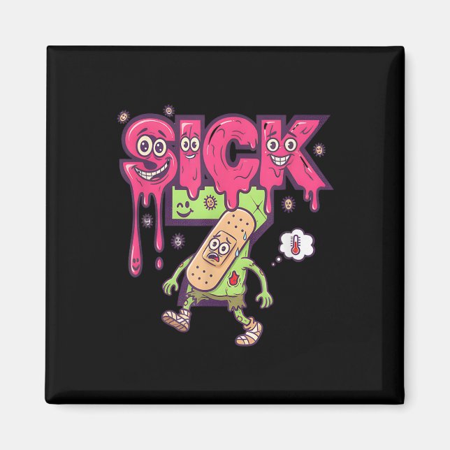 Imã Camiseta engraçada do meme dos sete doentes seis s (Frente)