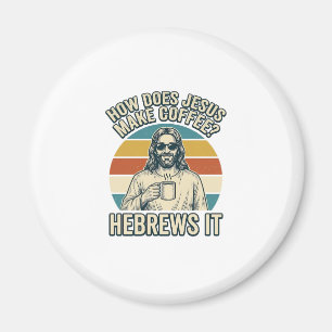 Imã Camiseta Engraçada Jesus Café Desenho Antigo_