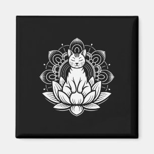 Imã Camiseta Espiritualidade Yoga Flor de Lótus Gato M