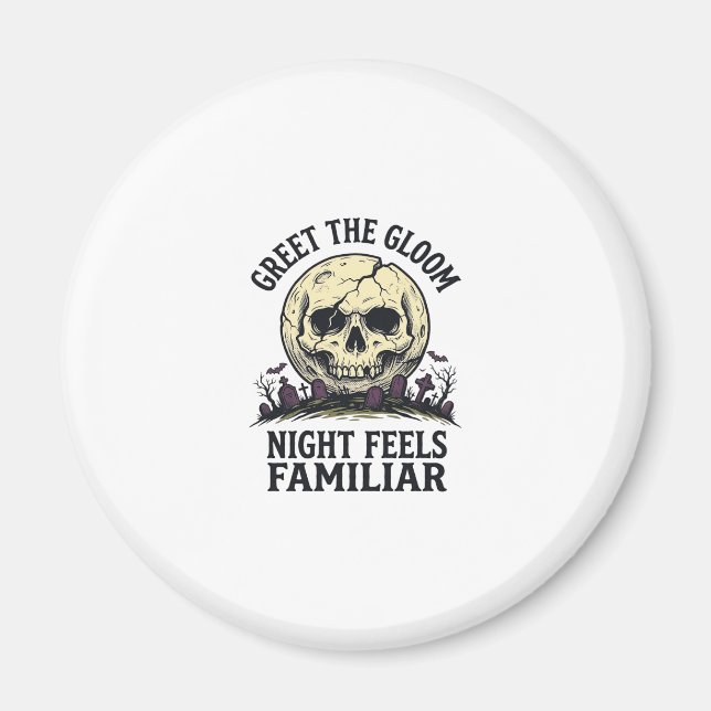 Imã Camiseta Gráfica Crânio Lua Assustadora de Hallowe (Frente)