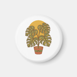 Imã Camiseta Gráfica de Folha de Monstera Moderna de M