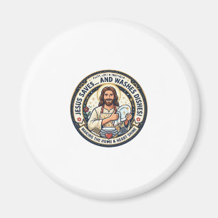 Imã Camiseta Humor Tarefas de Lavanderia Jesus Gráfico
