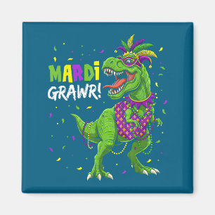 Imã Camiseta Infantil Mardi Grawr Rex Dinossauro Menor