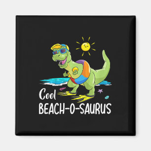 Imã Camiseta Kids Cool Beach-o-saurus Dino Na Praia Va