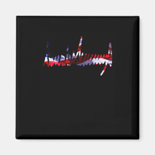 Imã Camiseta Maga Trump Signature Usa Flag 4 De Julho