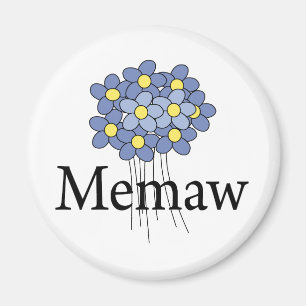 Imã Camiseta Memaw Flor Azul Bonita
