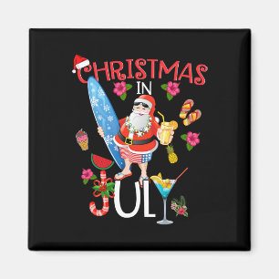 Imã Camiseta Natal Em Julho Funny Santa Verão Praia