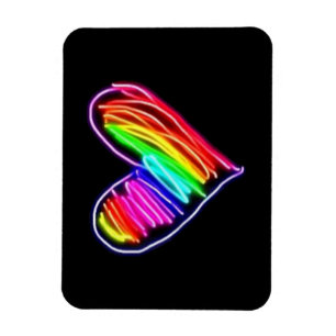 Ímã Camiseta Neon Coração Arco-Íris Orgulho Amor LGBQT