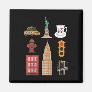 Imã Camiseta New York Amantes Nyc Cidade Pontos Turíst