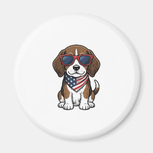 Imã Camiseta Óculos de Sol Cachorrinho Beagle Patrióti