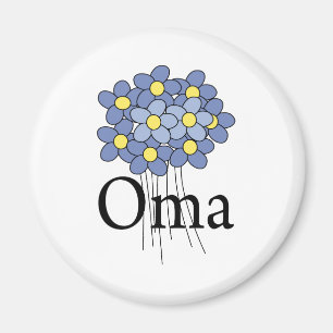 Imã Camiseta Oma Flor Azul Bonita