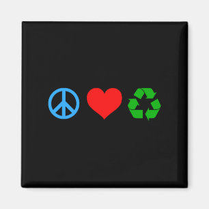 Imã Camiseta Peace Love Recycle