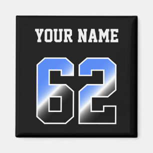 Imã Camiseta Personalizada Azul Número 62