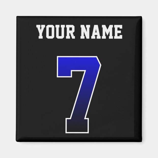 Imã Camiseta Personalizada Azul Número 7 Custom  (Frente)