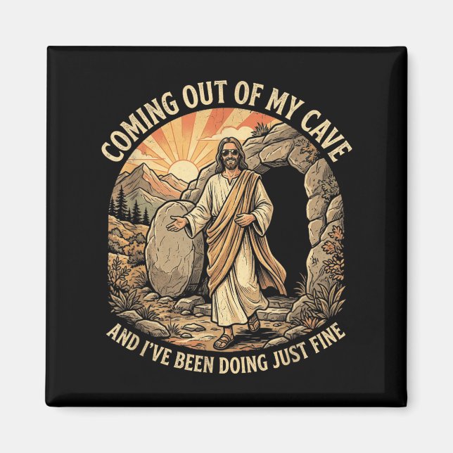 Imã Camiseta Saindo da Caverna Jesus Religião Cristã (Frente)