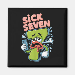 Imã Camiseta Sick Seven Meme Six Seven Jogo de Palavra