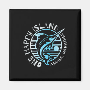 Imã Camiseta Uma Ilha Feliz Aruba Peixe Vela Pesca Tip