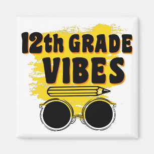 Imã Camiseta Vibes do 12º Ano de Volta às Aulas Primei