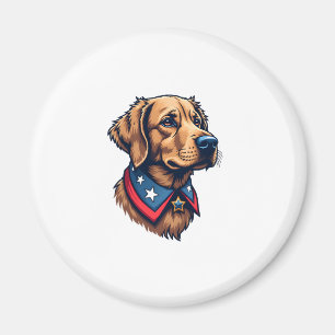 Imã Camiseta Vintage de Cachorro Retriever Patriótico 