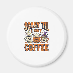 Imã Camiseta Vintage de Café no Halloween Assustador A