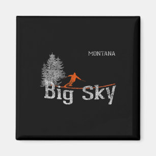 Imã Camiseta Vintage de Esqui Big Sky Montana Estilo d